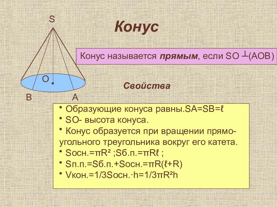Найти образующую прямого конуса. Свойства конуса. конус называется прямым. конус характеристика. конус стереометрия.