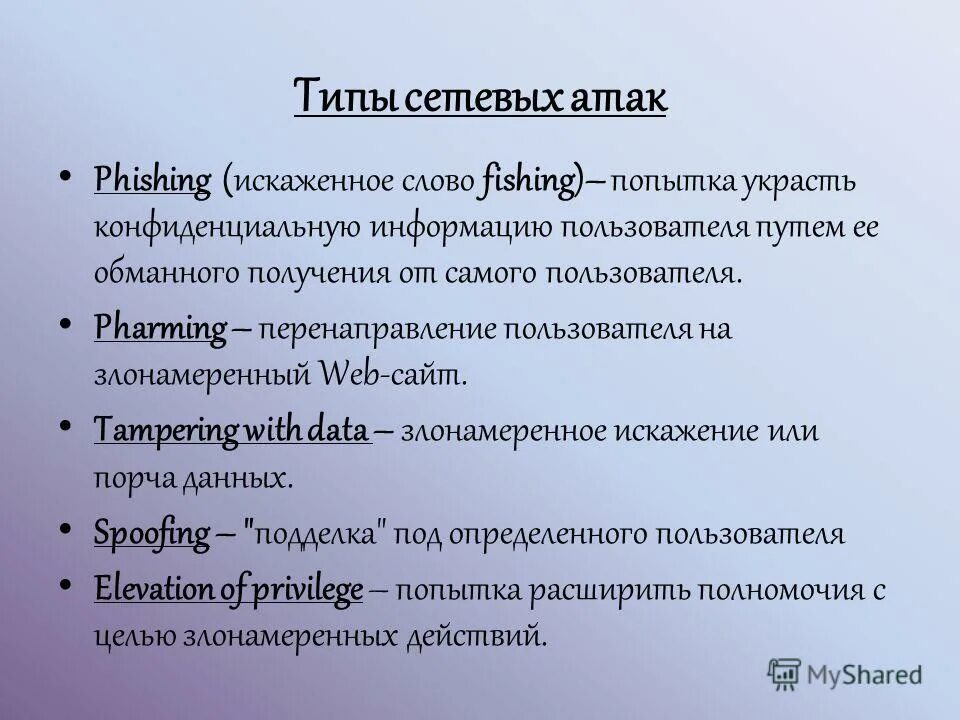 Фишинг типы атак. Типы сетевых атак. Сетевые атаки и их классификация. Примеры сетевых атак. Типы атак на компьютерные сети.