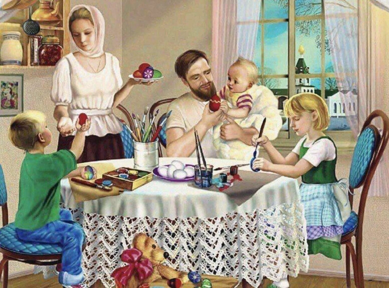 Воскресная традиция. Православная семья. Пасха семейный праздник. Семейные традиции в живописи. О семье христианской.