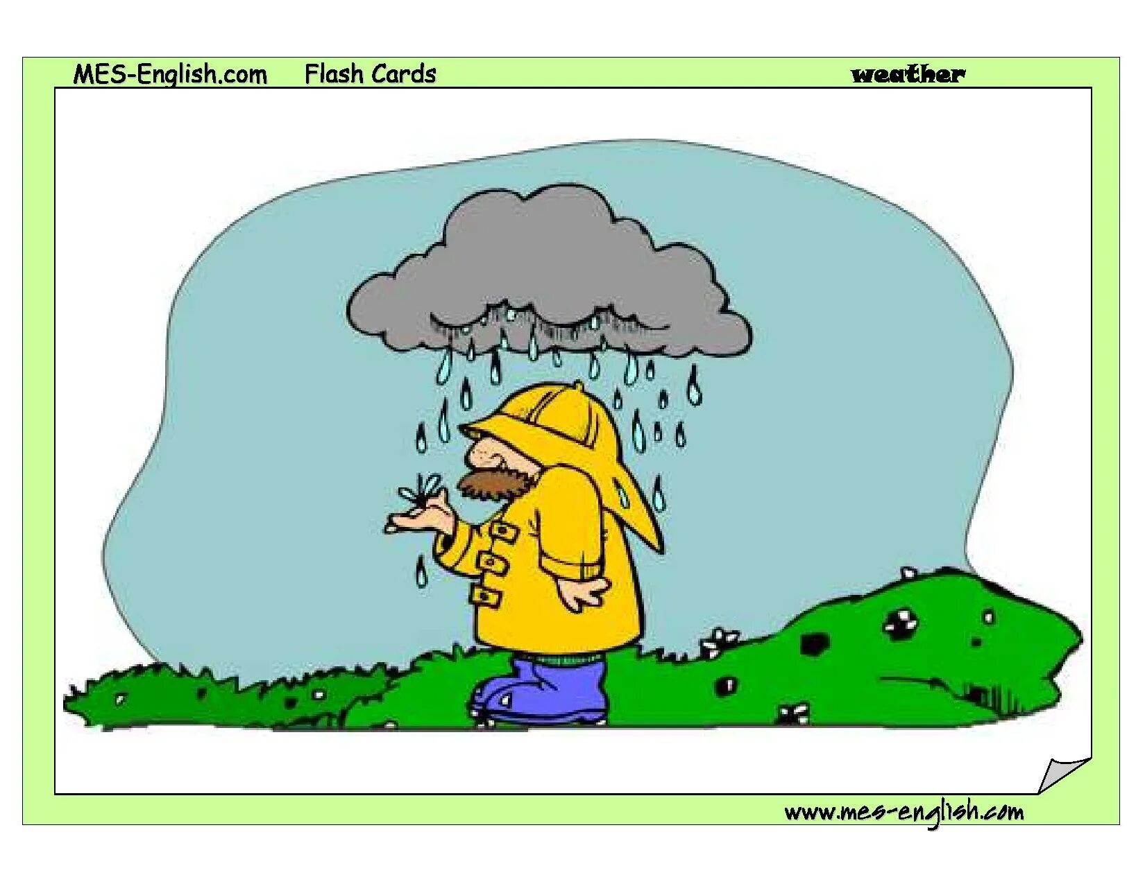 It s hot it s raining. Weather. Under the weather. Weather Flash Cards. Weather is Rainy.