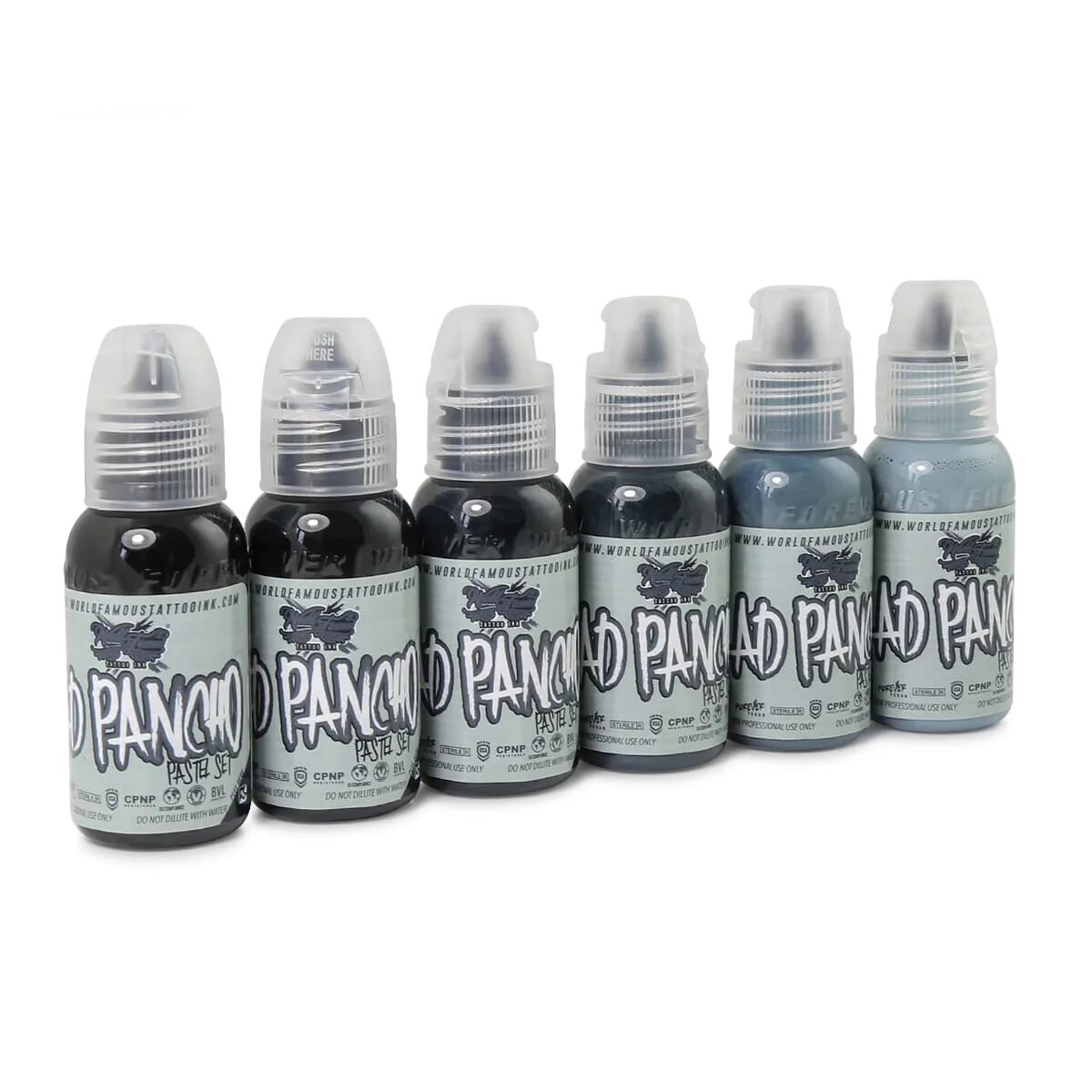 A.D. Pancho Pastel Grey Set. World famous Pancho Pastel Grey. Краска World famous Tattoo Ink a.d. Pancho Pastel Grey Set. Pancho Grey World famous. Famous перевести