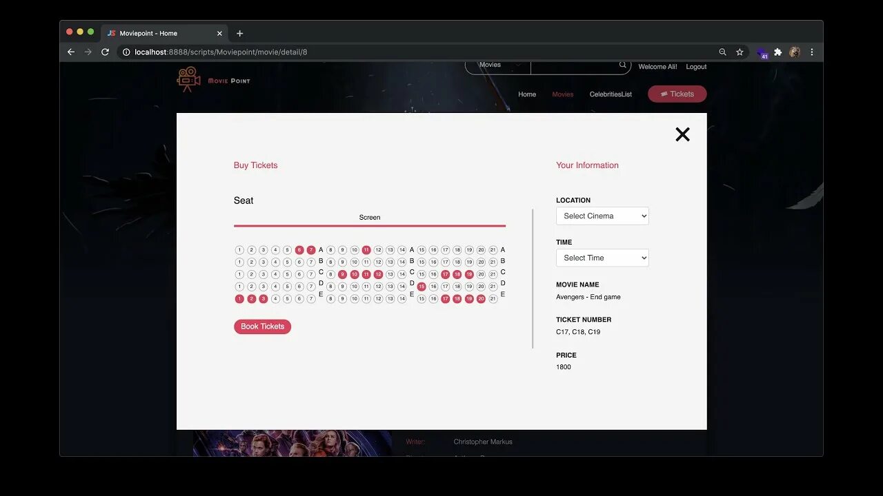 Ticket Programming Project. Html CSS js JQUERY php OOP mysqli. Sites php id