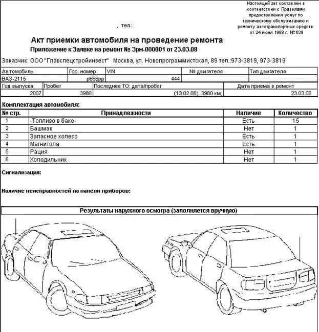 Автомобиль акт