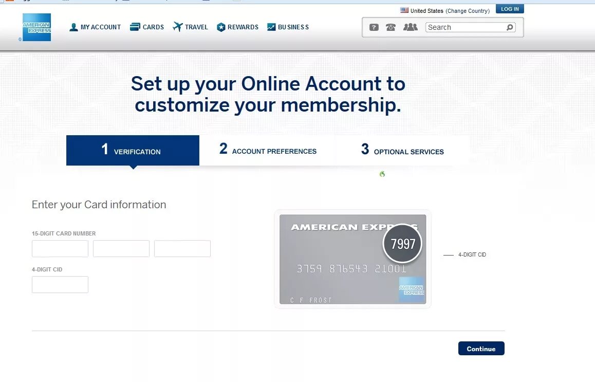 American Express account. Enter your credit Card information. USA rewards American Express Card. T me card infos