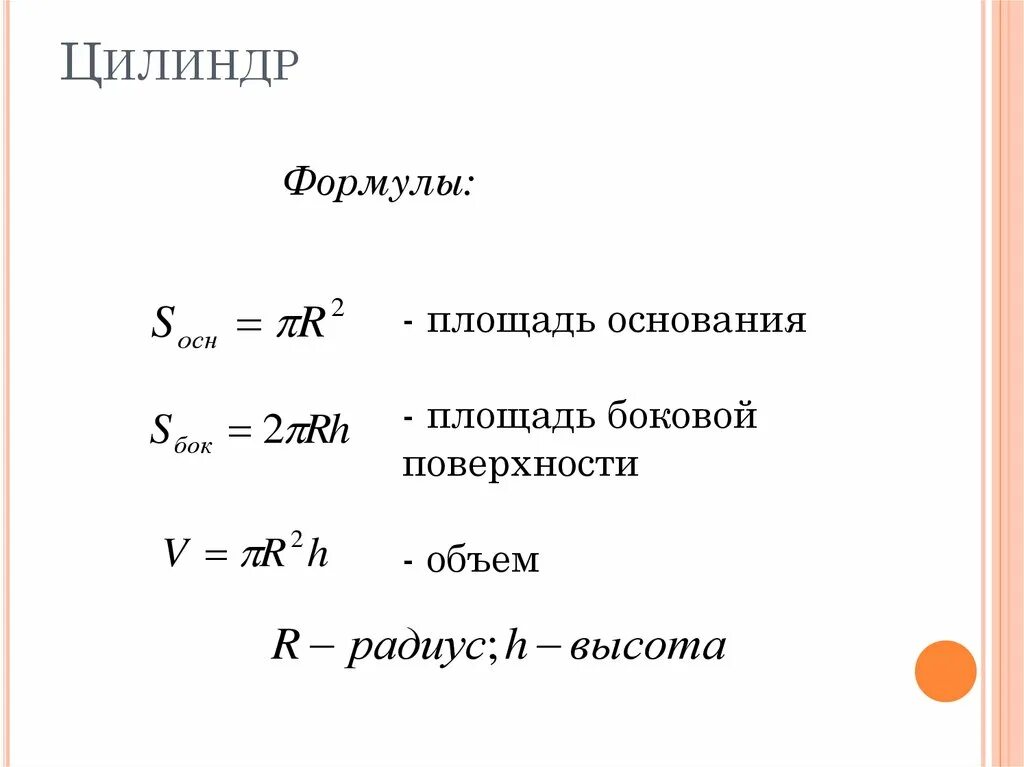 Площадь конуса цилиндра формулы. Цилиндр формулы. формулы по цилиндру. формулы цилиндра егэ. тела вращения цилиндр формулы.
