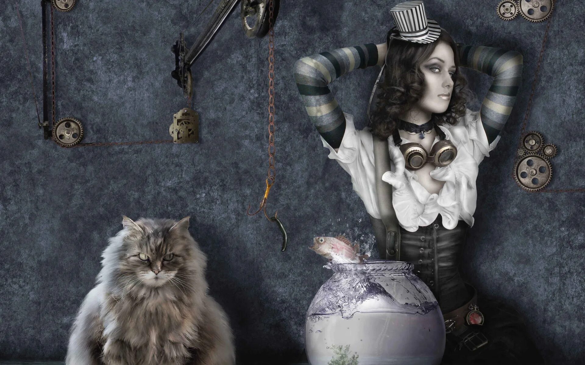 Ведьмин кот. Ведьма с котом. ведьма с кошкой. стимпанк девушки. красивая ведьма с котом.