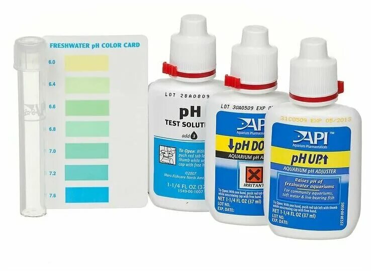 Кислотность воды в аквариуме. API PH Test & Adjuster Kit тесты для аквариумной воды. API GH & KH Test Kit тесты для аквариумной воды. Red Sea phosphate Test Kit тесты для аквариумной воды. Реагенты для определения жесткости воды.