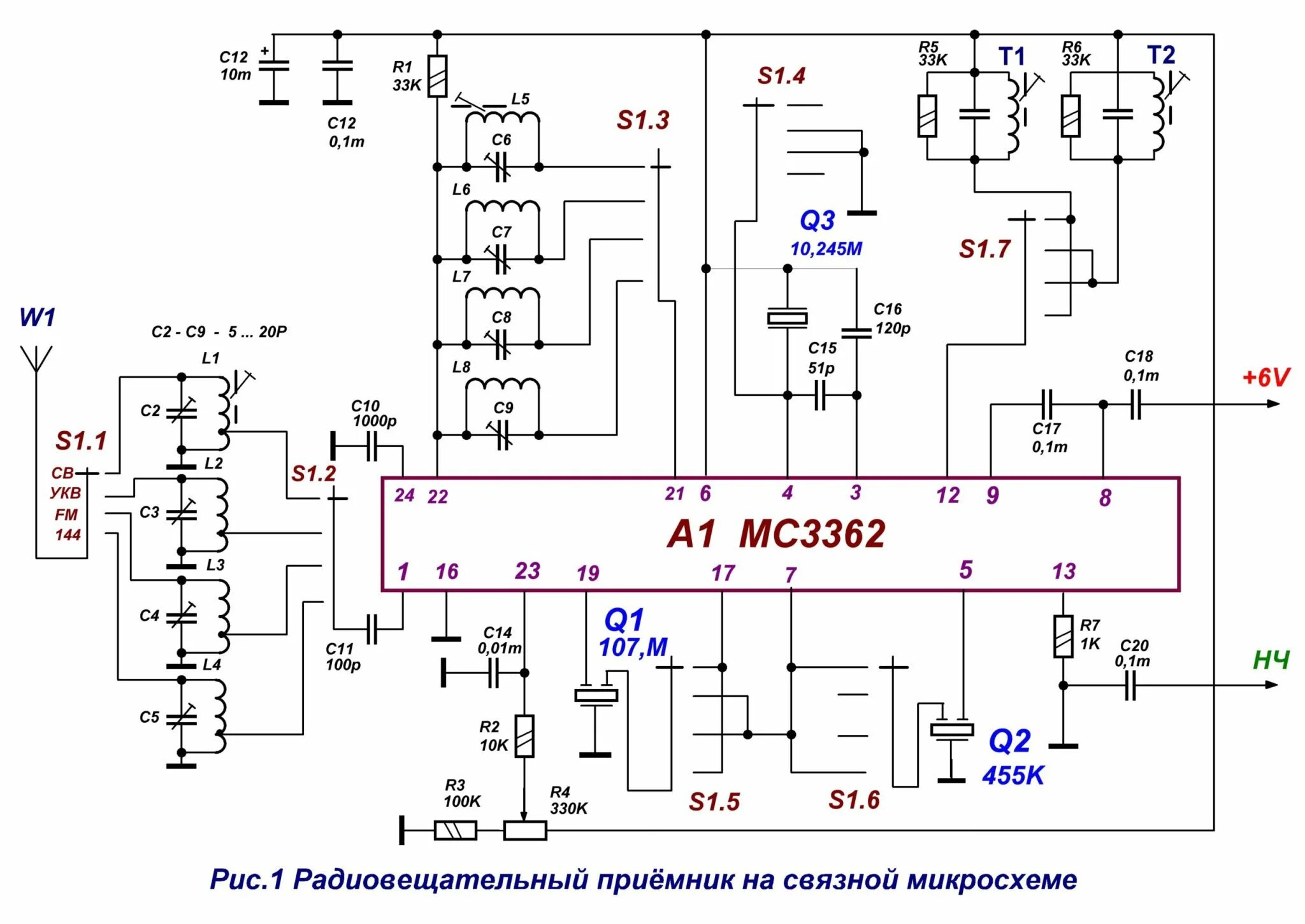 Микросхемы укв. Схема приемника на 27мгц с двойным преобразованием частоты. Приемник CW SSB схема. Приемник SSB кв на мс3361. Mc3361 приемник fm.