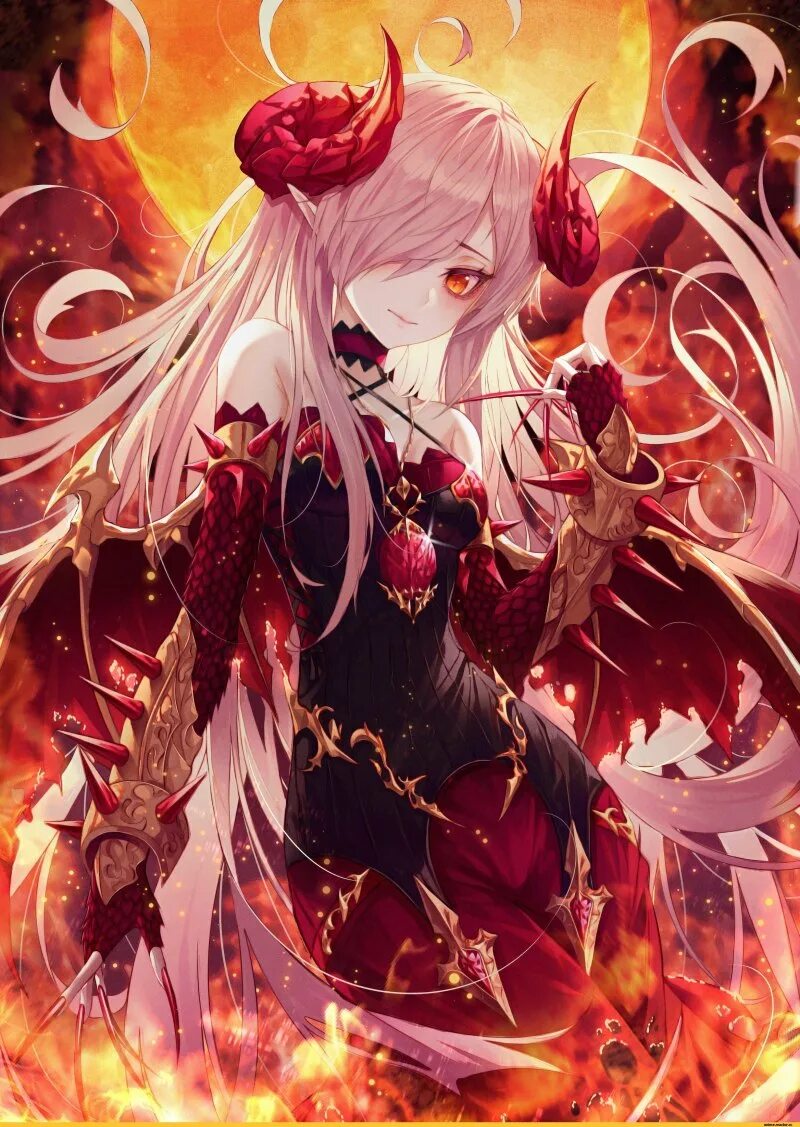 Демонесса кицунэ. Pixiv fantasia демон. Азазель ярость бахамута ангел. Анимешные демоны. Девушка демон с белыми волосами.