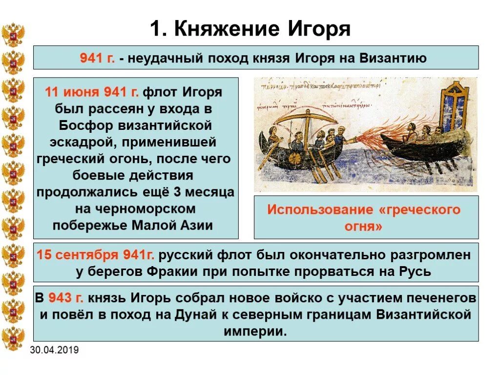 Поход Игоря на Царьград 941 причины. Поход князя Игоря в 941 на Византию. Походы Игоря на Константинополь 941 944. Результат похода олега