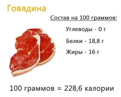 Сколько г белка в говядине