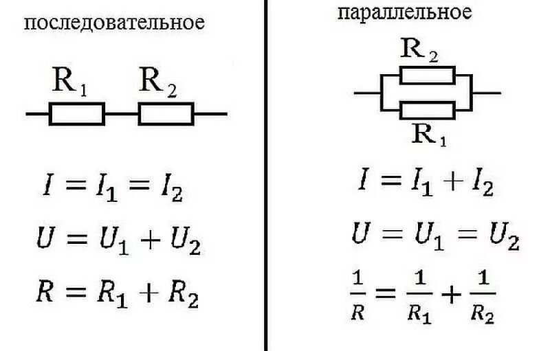 Напряжение на элементах последовательной. Последовательное соединение и параллельное соединение формулы. Параллельное соединение сопротивлений формула. Параллельное соединение резисторов формула напряжение. Последовательное соединение проводников сопротивление формула.