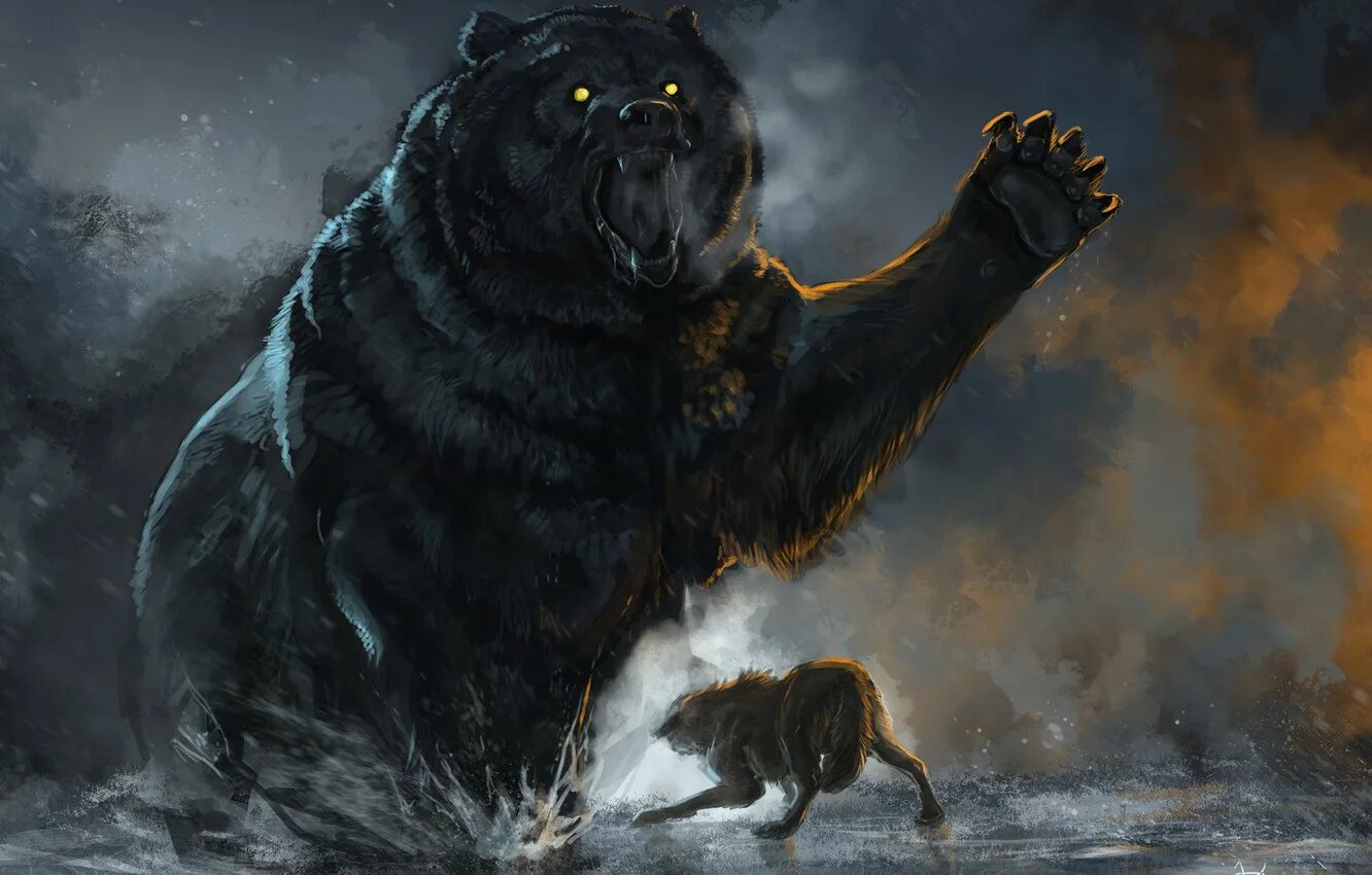 Русский медведь и волк. Беролак (оборотень-медведи). Беар Вольф. Беорн воитель. Медведь арт.