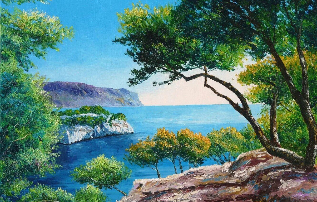Берег красками