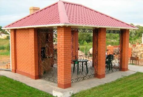 Беседка из кирпича пошагово