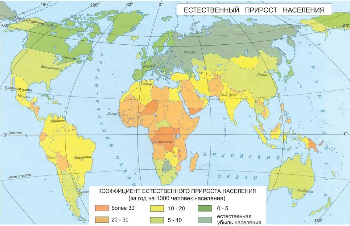 Куда плотный. Естественный прирост населения в мире карта.