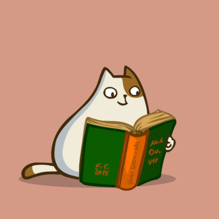 Cartoon cat reader