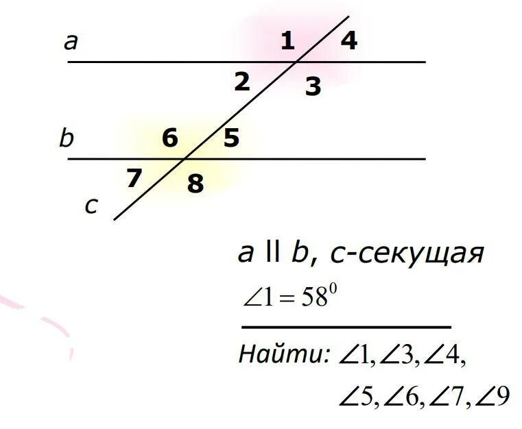 Угол 3 4 5. A B параллельны c секущая углы. A//B C секущая. A параллельно b. A B C секущая угол 1 угол 2 7 2.