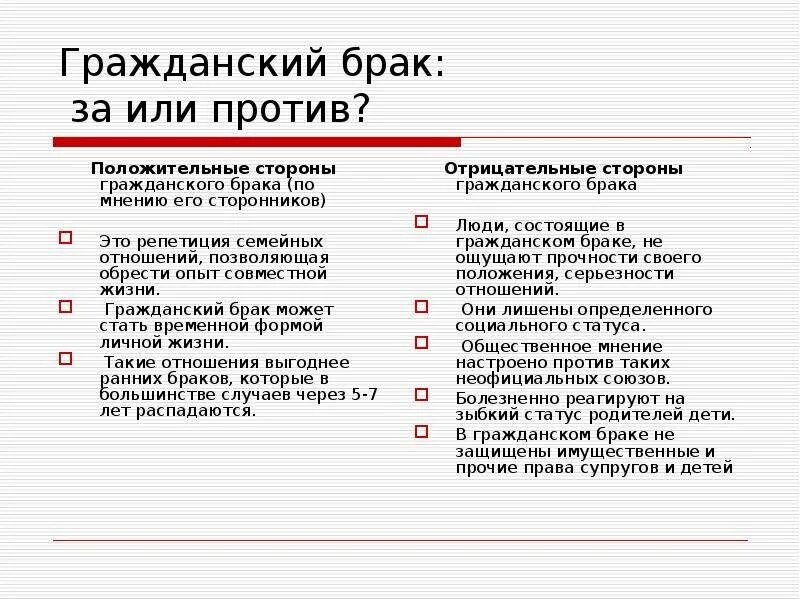 Эссе брак. Положительные и отрицательные стороны гражданского брака. гражданский брак за и против. плюсы гражданского брака. отрицательные стороны гражданского брака.