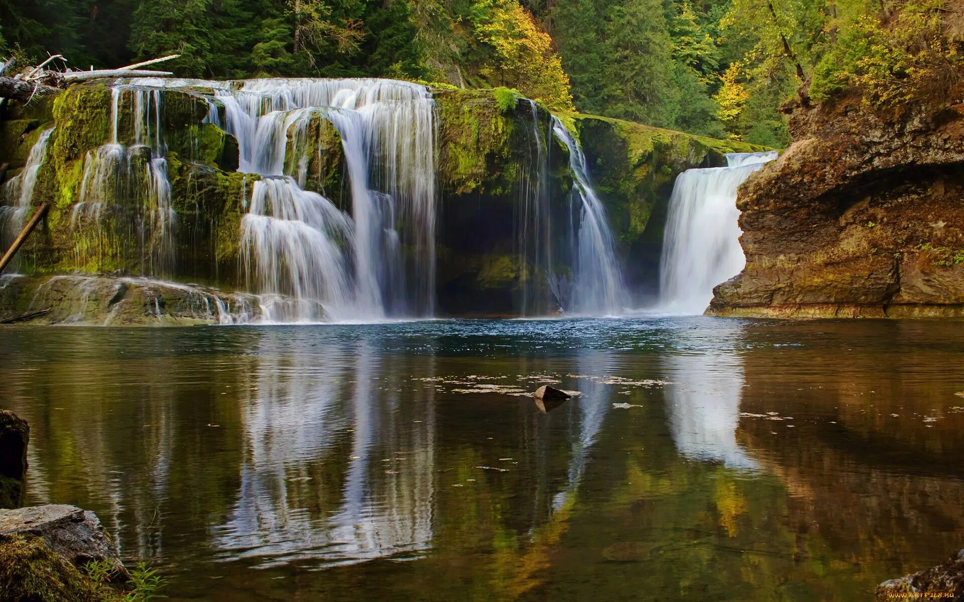 Картинки. Водопад. Каскад водопадов Эриссон. Водопад Рудольф. Каскад на реке.