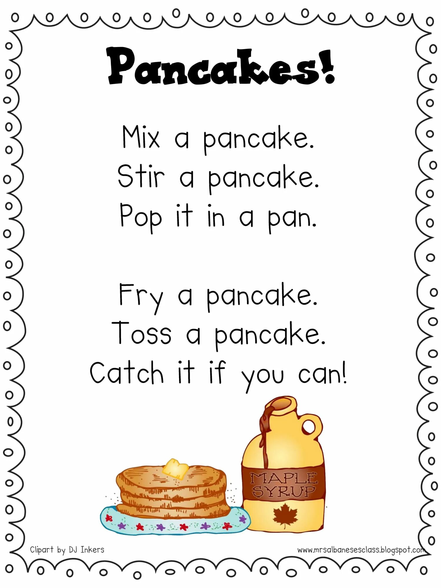 Pancakes worksheets for kids