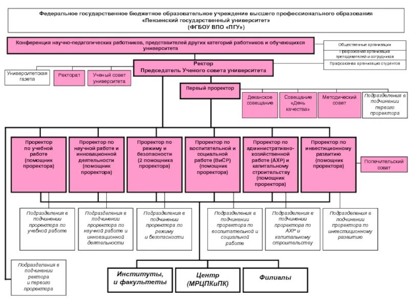 Организационная структура факультета университета схема. Управленческая структура университета схема. Организационная структура ПГУ. Структура в вузе ректор проректор. Структура мгу