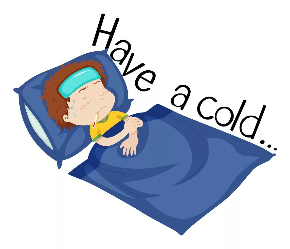 How to catch a cold. I have a cold для детей. больной в кровати вектор. sick рисунок. sick картинка для детей.