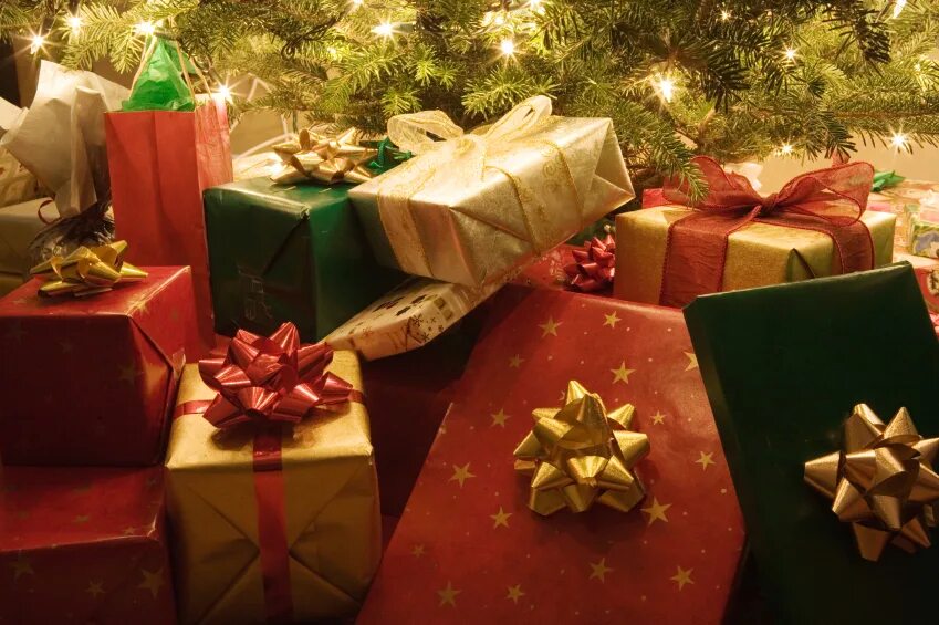 Presents under Christmas Tree.