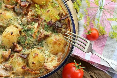 Картофель грибы лук духовка