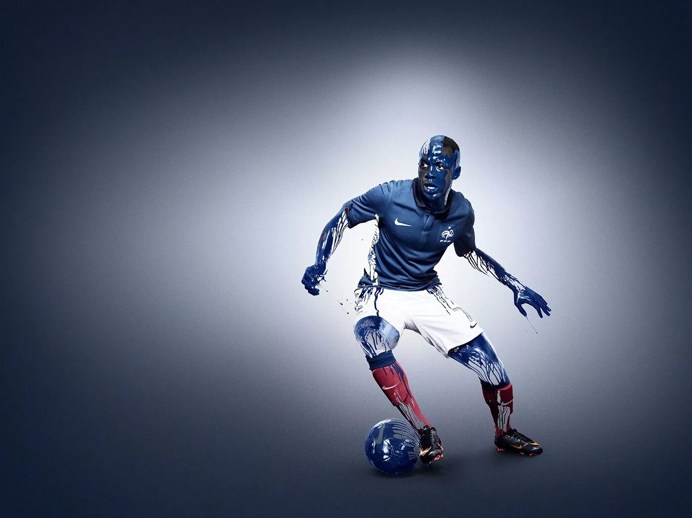 Blue sport. Bull Football Creative Manipulation.