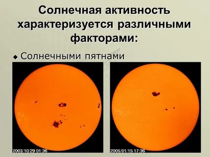 Солнечная активность пятна