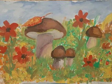 Рисуем грибы осенью