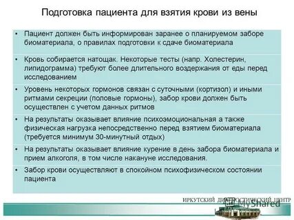 Правила подготовки к лабораторным исследованиям