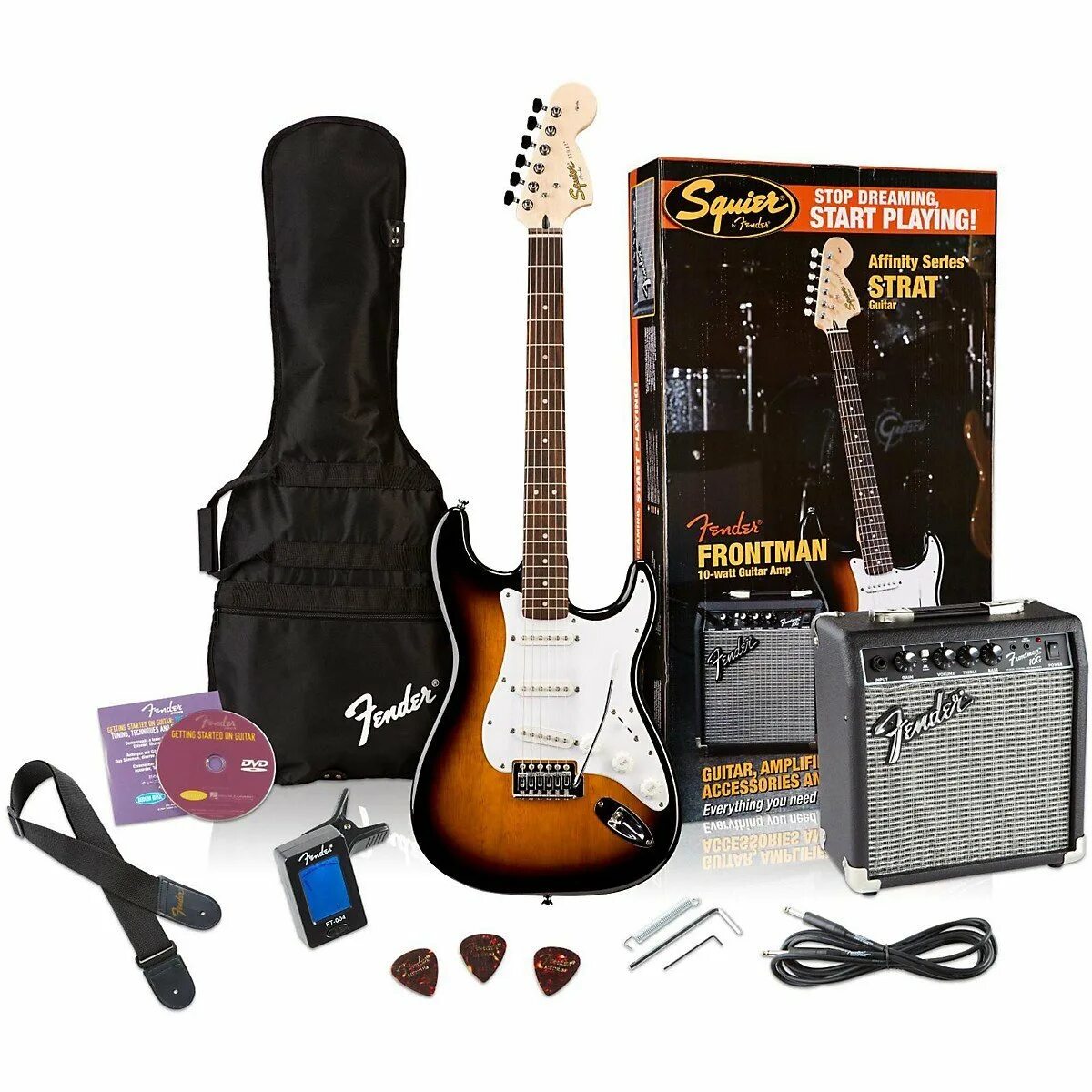 Гитарный набор. Fender frontman 15g. гитара комплект. электрогитара набор.
