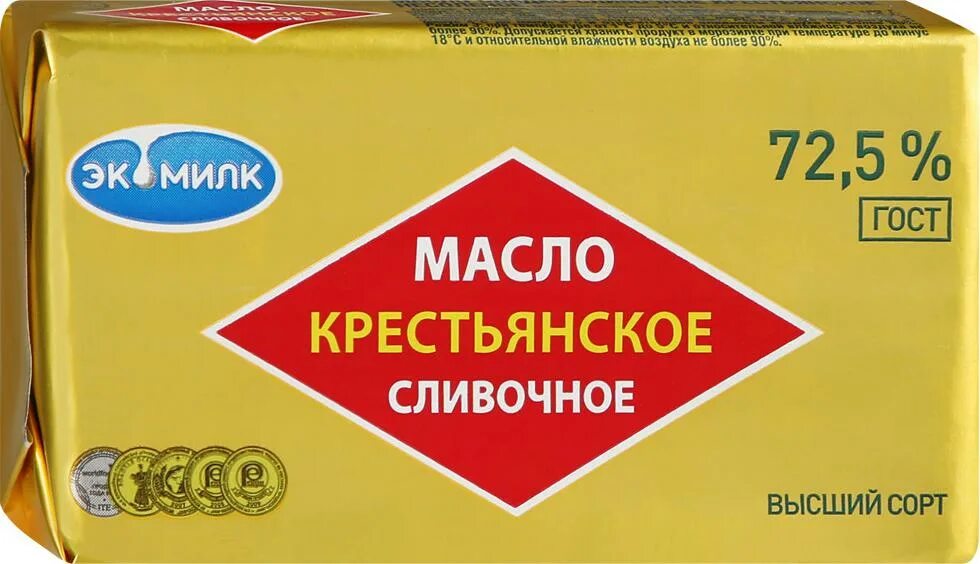 Сливочное масло азбука. Масло Крестьянское 72,5% 180г Экомилк. Масло сливочное Крестьянское Экомилк 72. Масло сладко-сливочное "Крестьянское" 72,5% 180г. Масло сладко сливочное Крестьянское 72.5.