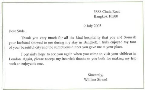 Thank you letter 8 класс