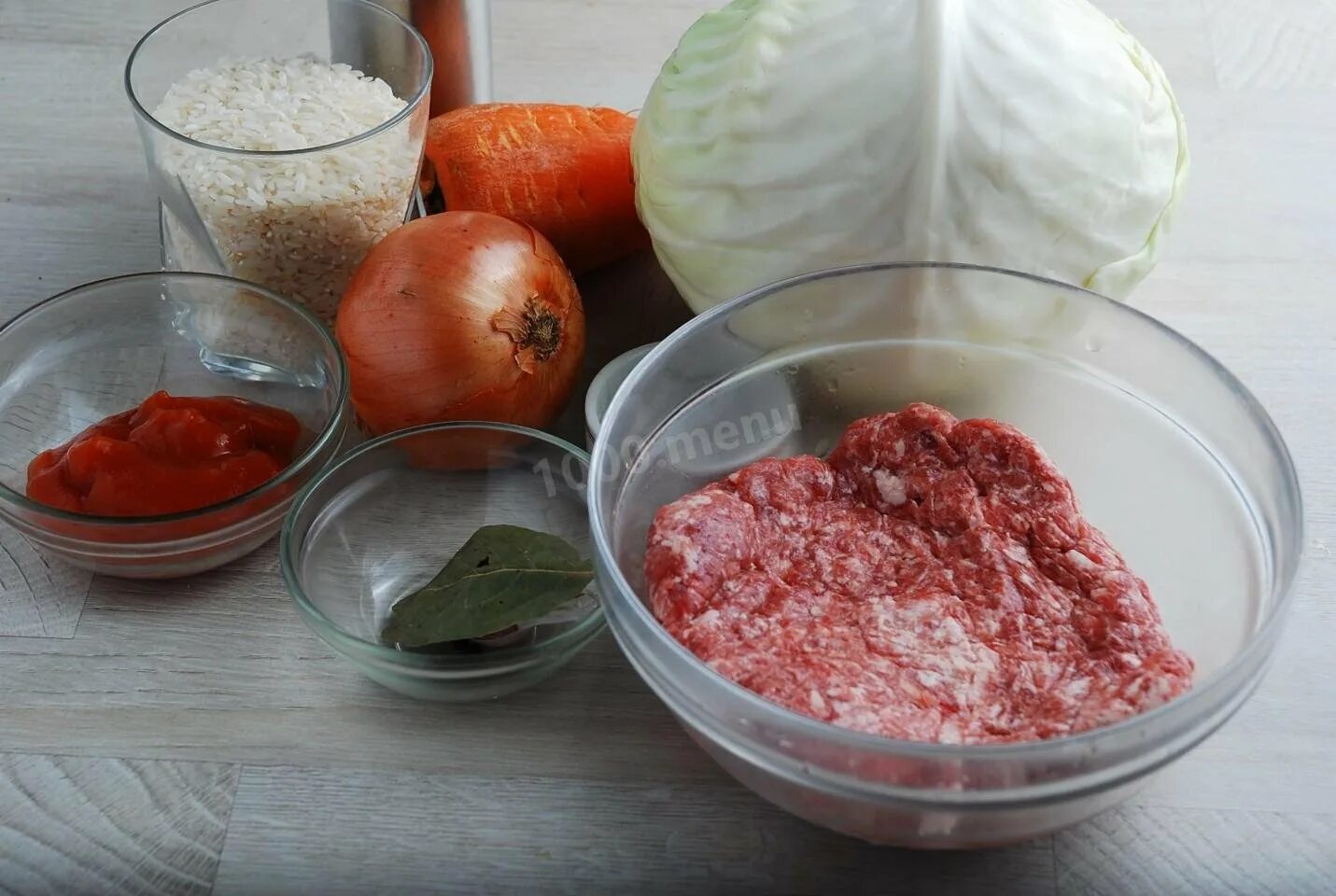 Фарш для голубцов с рисом и мясом. Фарш.