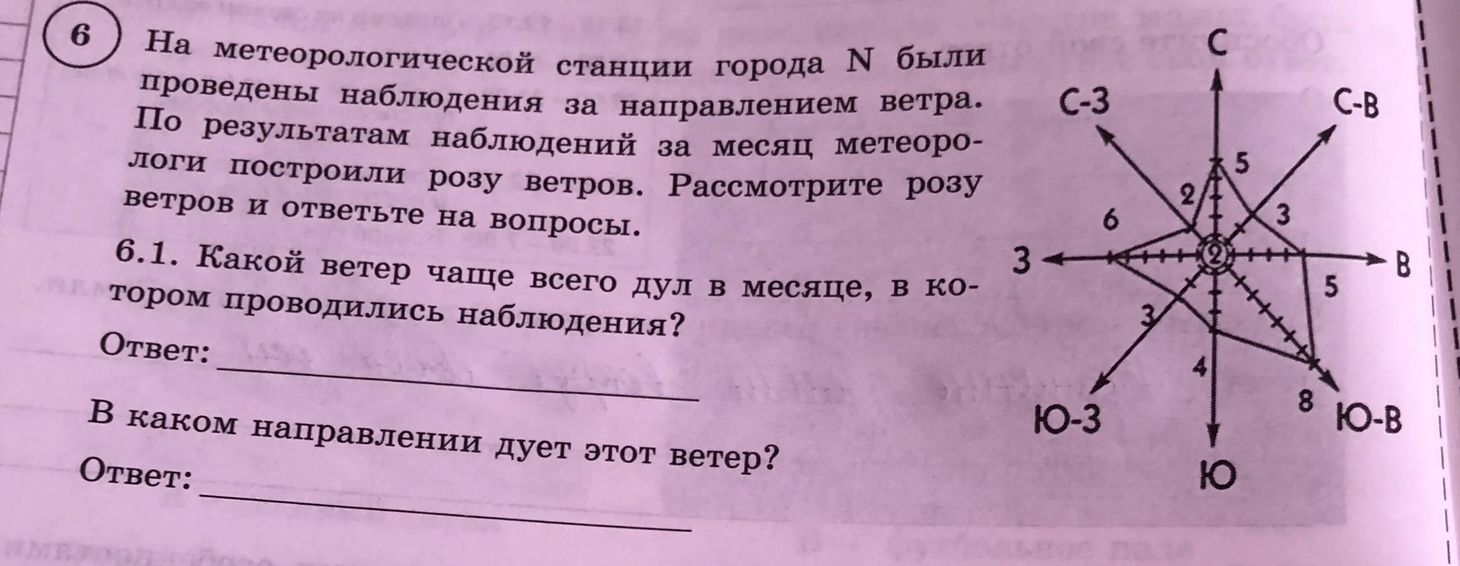 Рассмотрите розу ветров и ответьте на вопросы. На метеорологической станции города н. Какой ветер чаще всего дул. Ветер какого направления чаще всего дул?. В каком направлении дул юго восточный ветер