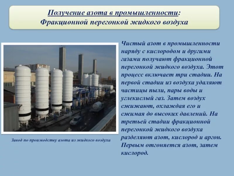 Азот в промышленности. Производство азота. Получение азота в промышленности. Применение азота в производстве. Азотные центр производства