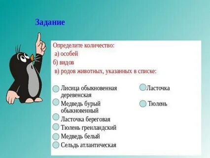 Классификация животных для своих одноклассников