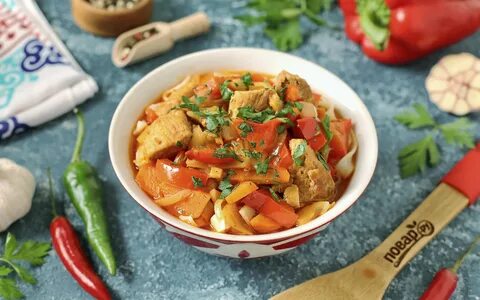 Лагман с овощами и мясом