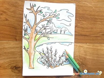 Рисуем с детьми весну карандашами