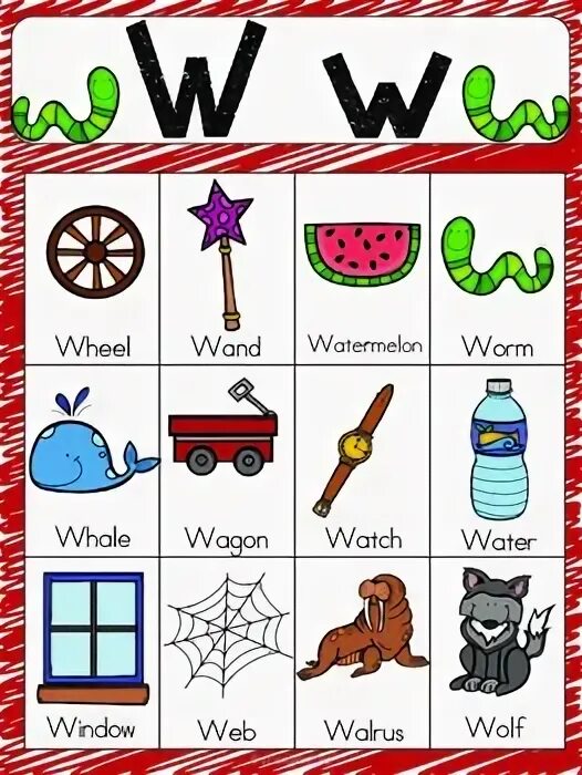 Name must only start with letters. Words with w. w words for kids. letter w vocabulary. words start with w.