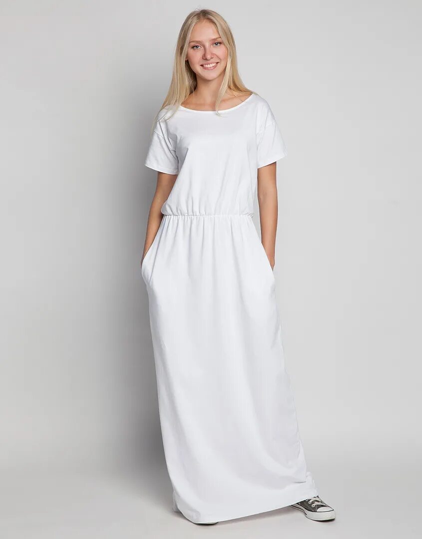 Белое платье. Длинное хлопковое платье. Белое длинное летнее платье. Белое платье длинное прямое.