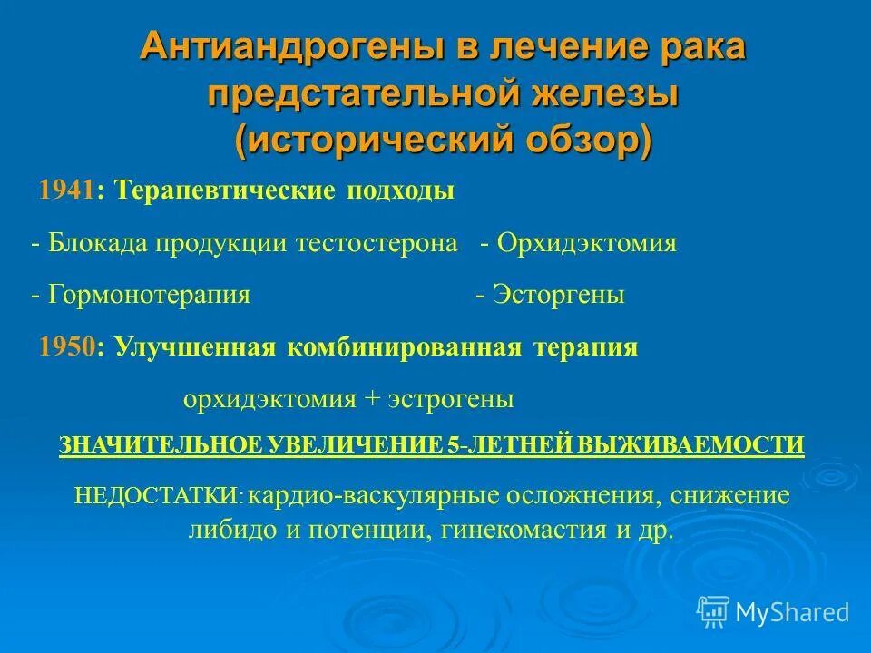 Гормональная терапия рака предстательной