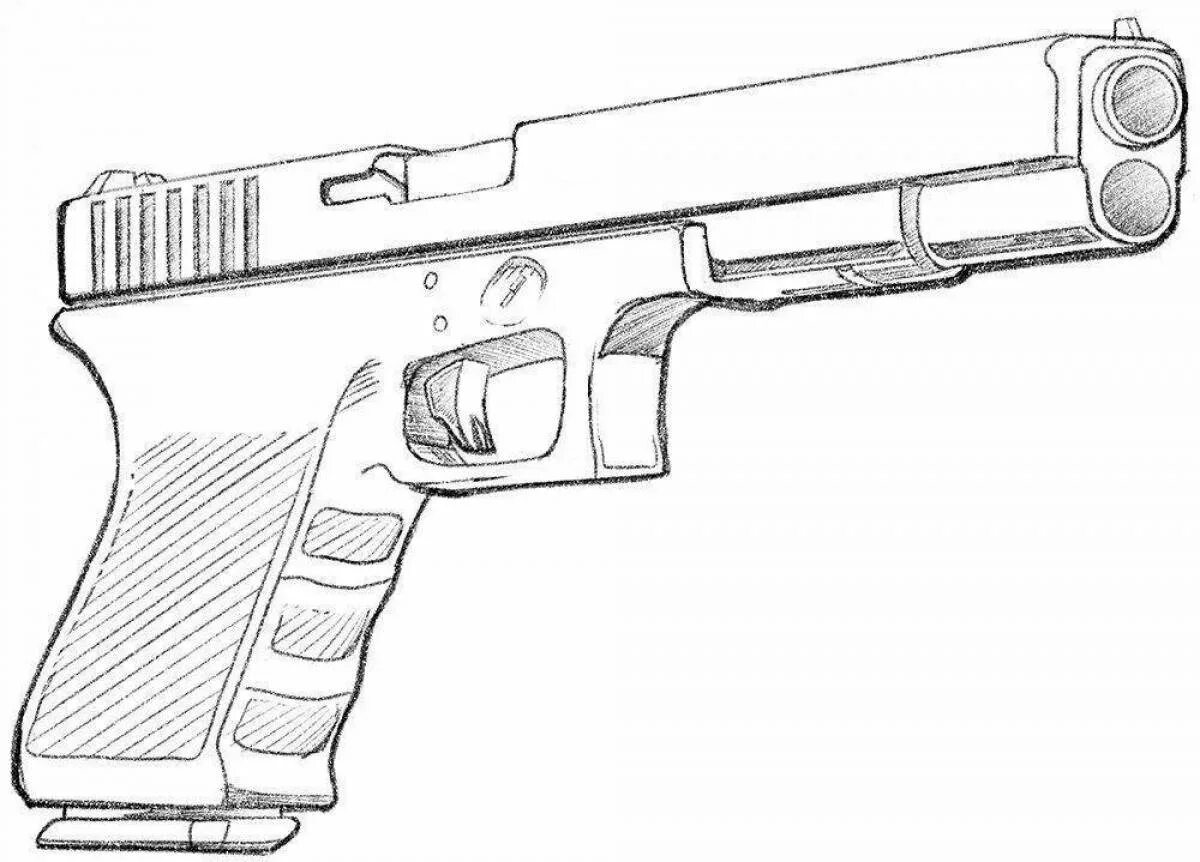 Дигл раскраска. Глок 17 чертеж. Чертёж пистолета Глок 18 из КС го.