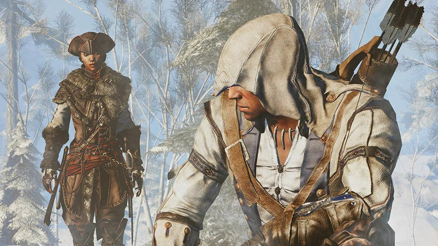 Assassins Creed 3 ремастер. Ассасин Коннор и Авелина. Assassin's Creed III Remastered. Ассасин Крид 3 Ремастеред костюмы.