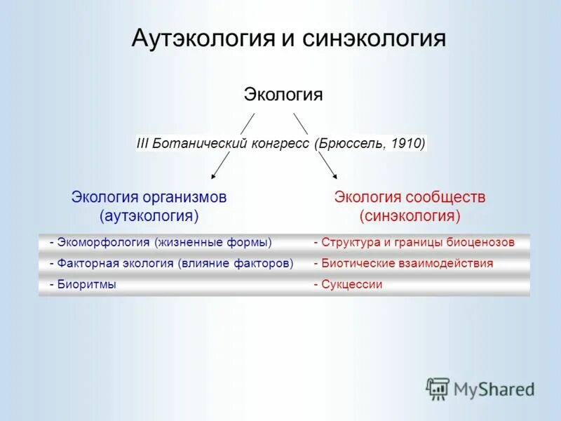 суть термина аутэкология отражает словосочетание