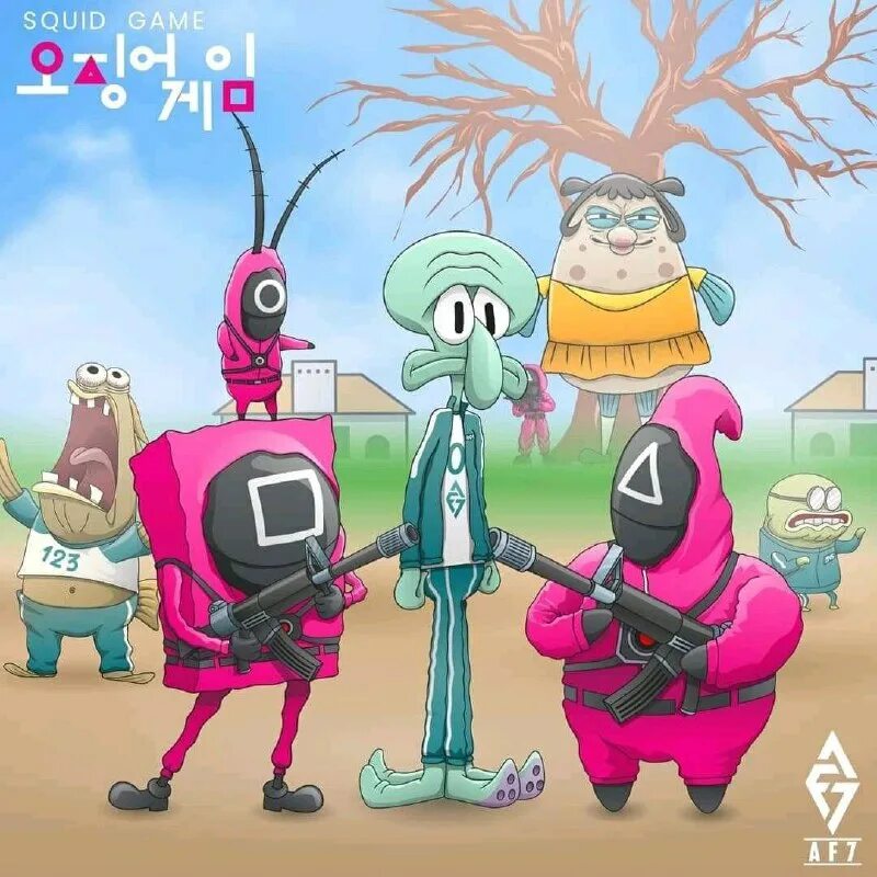 Включи где играют в игру кальмар. Игра в кальмара розовые солдаты. игра в кальмара мультяшные. игра в кальмара юмор. игра в кальмара прикольные картинки.