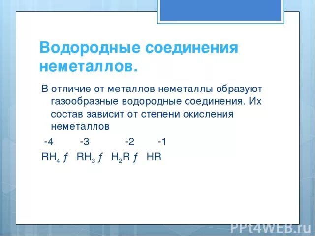 Летучие водородные соединения rh3